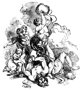 Artwork depicting sibling rivalry